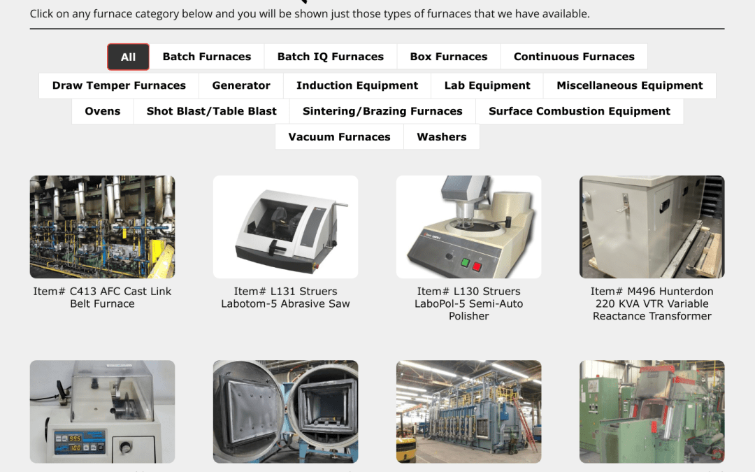 “The Monty Heat Treat News” Used Equipment Additions