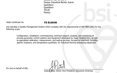 Super Systems Mexico Achieves ISO 9001:2015 Certification